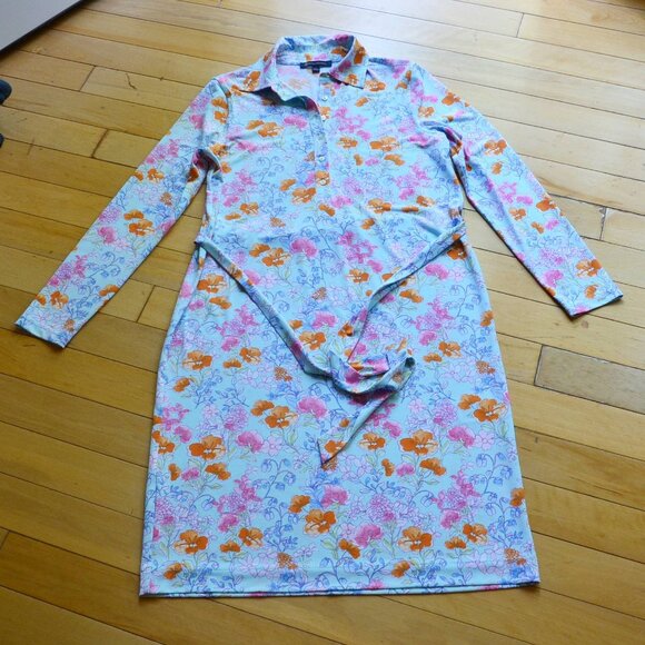 Brooks Brothers Vintage Floral Printed Belted Dress Size L - Picture 1 of 11